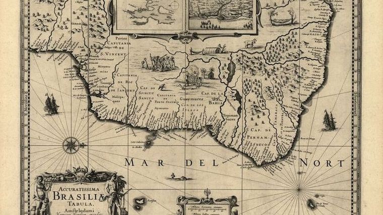 Mapa de Brasil que muestra los buques insignia en 1630. Foto: BIBLIOTECA DEL CONGRESO DE EE.UU.