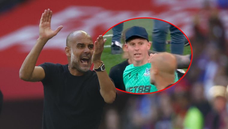Guardiola discutió con el arquero de Crystal Palace tras la derrota en la final. Foto: EFE y captura ESPN