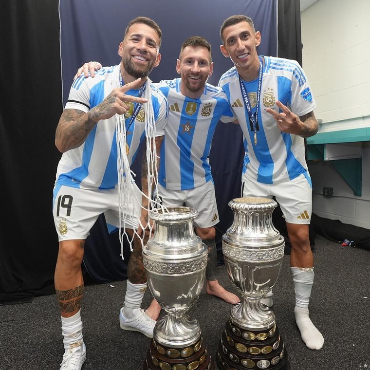 El posteo de Messi junto a Di María y Otamendi. Foto: @leomessi