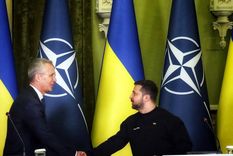 Stoltenberg Zelenski Stonteberg y Zelenski, ennKiev. Foto: Efe. Stoltenberg Zelenski Stonteberg y Zelenski, ennKiev. Foto: Efe.