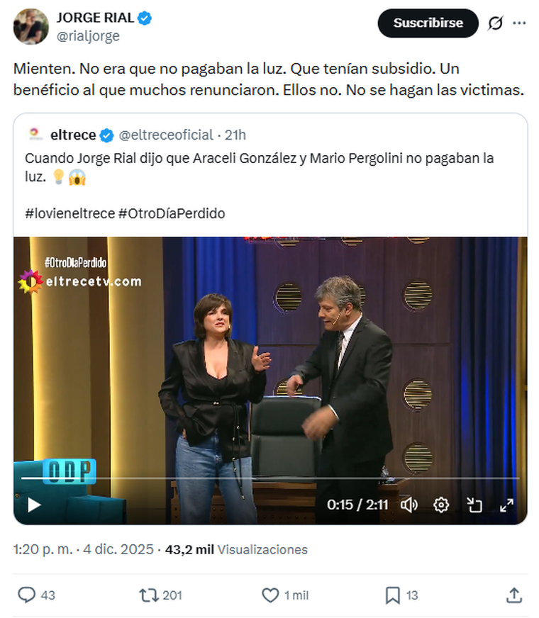 Jorge Rial apuntó contra Mario Pergolini y contra Araceli González. Jorge Rial apuntó contra Mario Pergolini y contra Araceli González. 