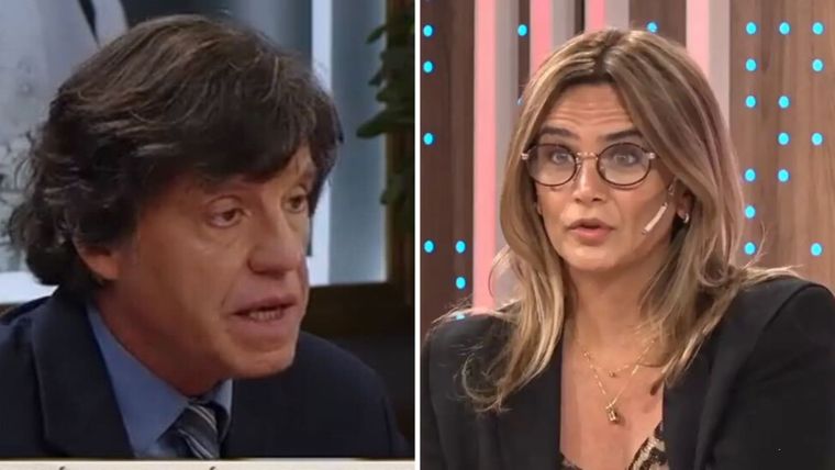 Amalia Granata reaccionó con total complicidad ante el pícaro comentario de su ex durante la entrevista. / Capturas de pantalla TV Eltrece