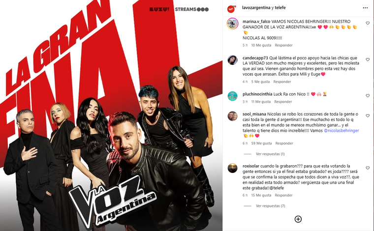 La Voz Argentina. Créditos: Instagram La Voz Argentina. Créditos: Instagram
