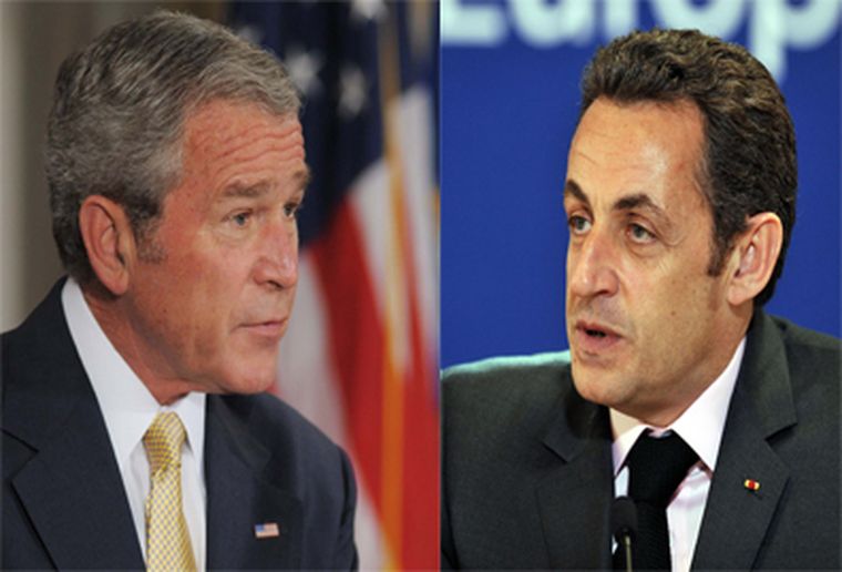 Sarkosy-Bush: encuentro de poderosos. Foto: NA
