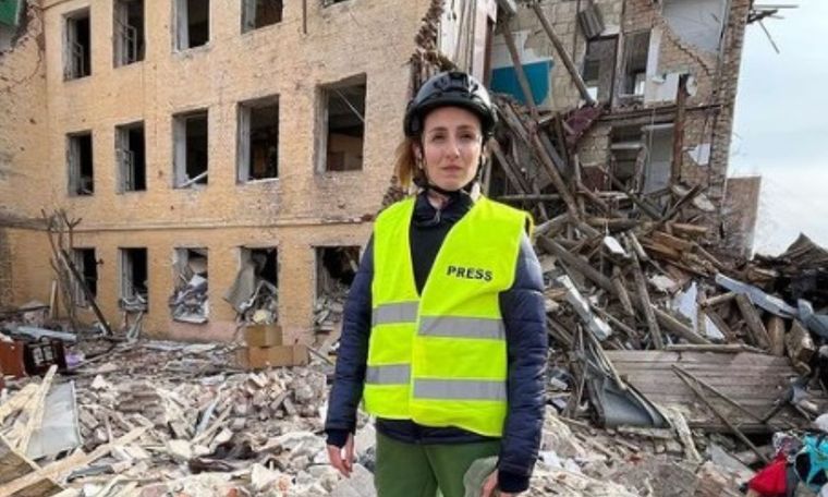Carolina Amoroso, en Ucrania. La periodista hizo una gran cobertura de la guerra.