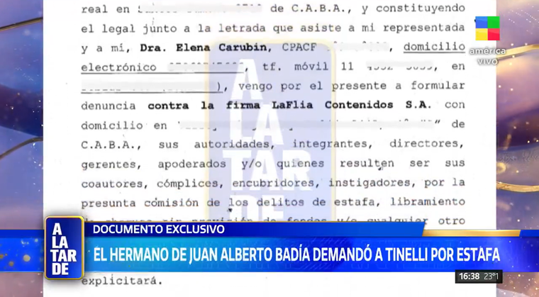 Marcelo Tinelli fue denunciado por el hermano de Juan Alberto Badía. Foto: captura de video/ América TV. Marcelo Tinelli fue denunciado por el hermano de Juan Alberto Badía. Foto: captura de video/ América TV.