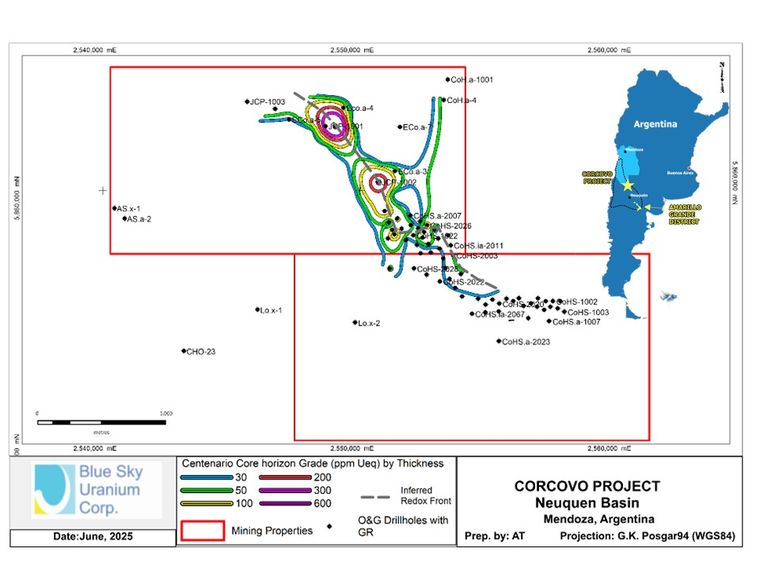 Blue Sky identificó anomalías radiométricas en cuatro horizontes apilados diferentes. Blue Sky identificó anomalías radiométricas en cuatro horizontes apilados diferentes.
