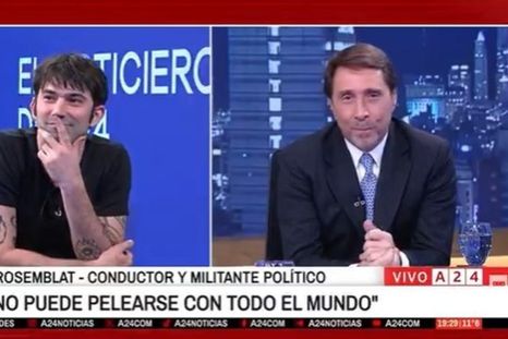 Pedro Rosemblat respondió sin filtro una pregunta de Eduardo Feinmann sobre Javier Milei. Foto: captura de video A24. Pedro Rosemblat respondió sin filtro una pregunta de Eduardo Feinmann sobre Javier Milei. Foto: captura de video A24.