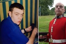 Paul Boggie fue un adicto a la heroína (izquierda) durante muchos años antes de cambiar su vida y unirse a los Guardias Escoceses (derecha). Foto: Paul Boggie