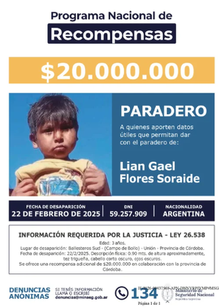 La recompensa por datos sobre el paradero de Lian Gale Flores aumentó a 20 millones. La recompensa por datos sobre el paradero de Lian Gale Flores aumentó a 20 millones.