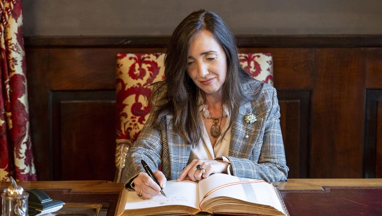 La vicepresidenta Victoria Villarruel apuntó contra el Gobierno de Pedro Sánchez durante su gira internacional por España. Foto: EFE