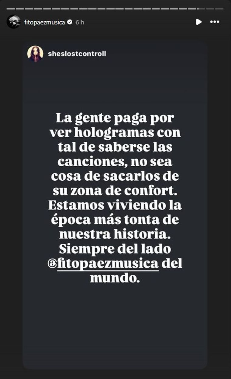 La manifestación virtual a favor de Fito Páez. La manifestación virtual a favor de Fito Páez.