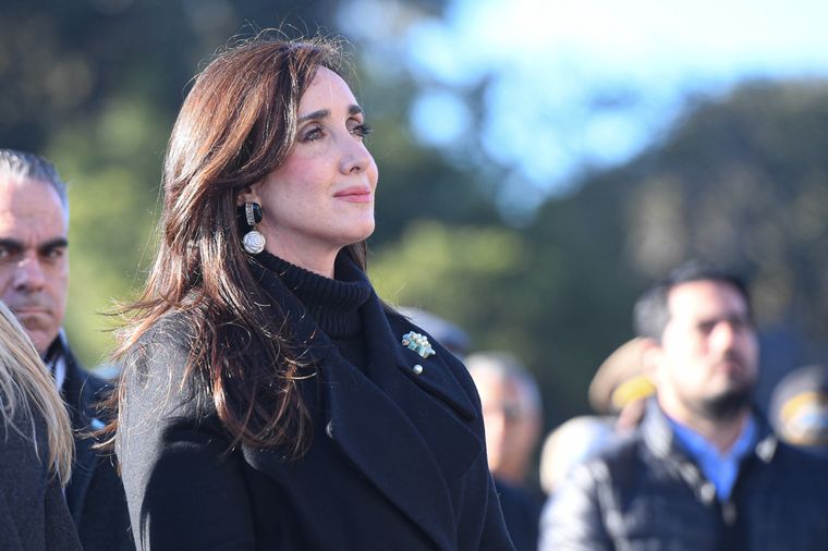 La vicepresidenta, Victoria Villarruel, durante la celebración del Día de la Bandera en Rosario.