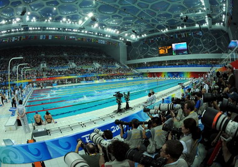Imagen panorámica del Centro Acuático Nacional de Beijing. Foto: EFE