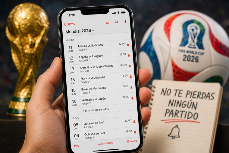 Una función del celular permite agregar automáticamente todos los partidos del Mundial 2026.
