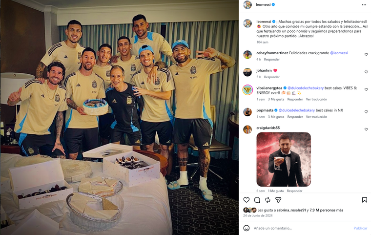 En 2024, Lionel recibió su cumpleaños n°37 junto a la Selección Argentina en el marco de la Copa América 2024. En 2024, Lionel recibió su cumpleaños n°37 junto a la Selección Argentina en el marco de la Copa América 2024.