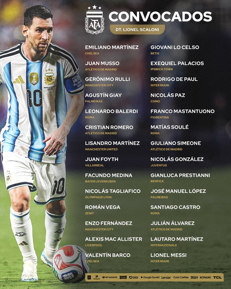 La lista de Lionel Scaloni para jugar contra Bolivia, Burkina Faso y Benín La lista de Lionel Scaloni para jugar contra Bolivia, Burkina Faso y Benín