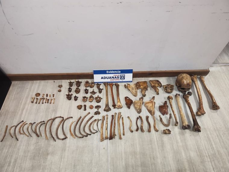 Una mujer fue detenida cuando intentaba cruzar desde Mendoza hacia Chile con huesos humanos Foto: Aduana de Chile