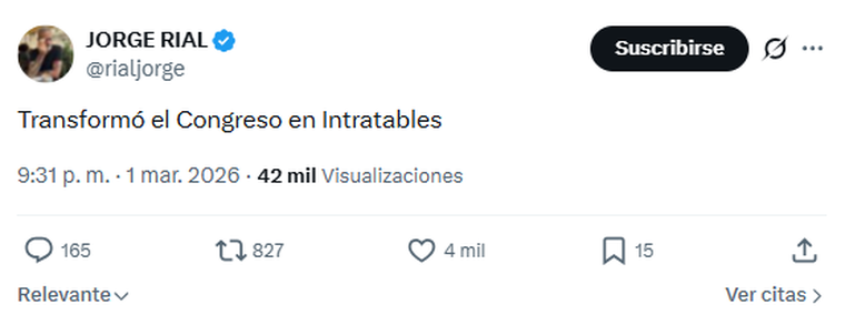 El posteo que se viralizó tras el discurso de Javier Milei. El posteo que se viralizó tras el discurso de Javier Milei. 