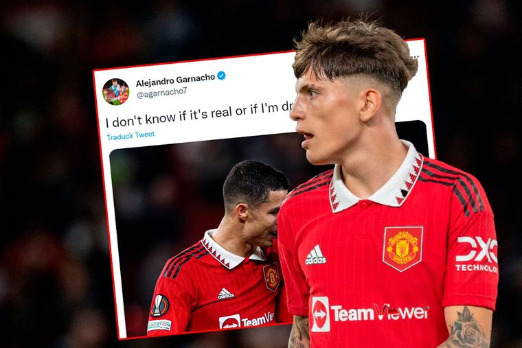 Garnacho fue figura en el United y subió una foto con Cristiano Ronaldo.