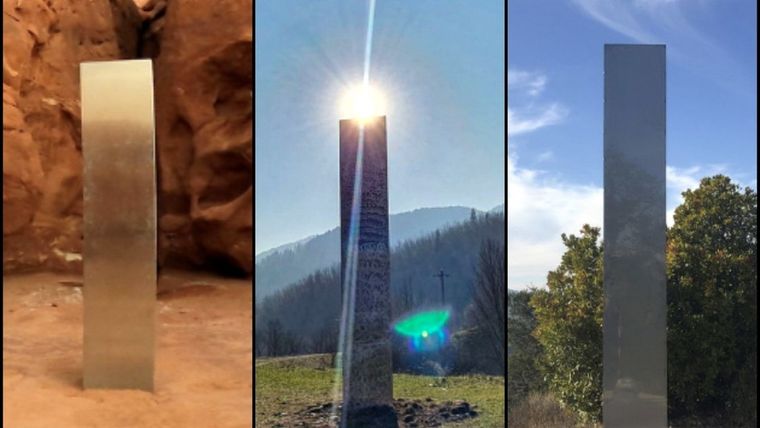 Monolitos de Utah (a la izquierda), Rumania y California.