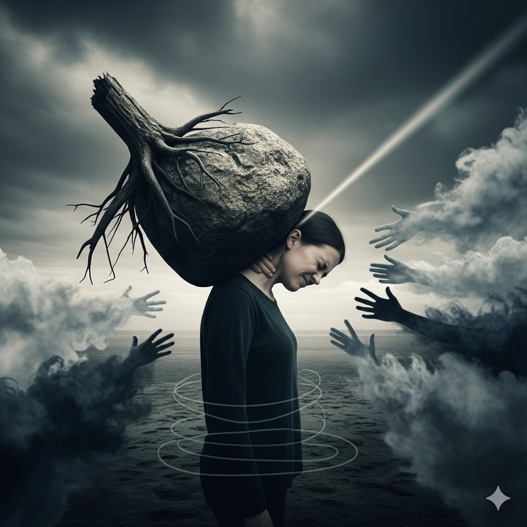 Una carga emocional pesada. Fuente: IA Gémini.