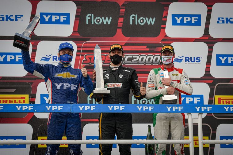 Canapino, Fineschi y Rosso, en el podio porteño. Foto: Súper TC2000