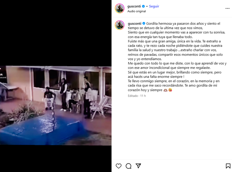 Gustavo Conti se expresó en sus redes sociales a dos años de la muerte de Silvina Luna. Foto: Instagram/ @gusconti. Gustavo Conti se expresó en sus redes sociales a dos años de la muerte de Silvina Luna. Foto: Instagram/ @gusconti. 