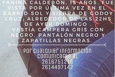 buscan a una chica de 15 anos desaparecida en godoy cruz