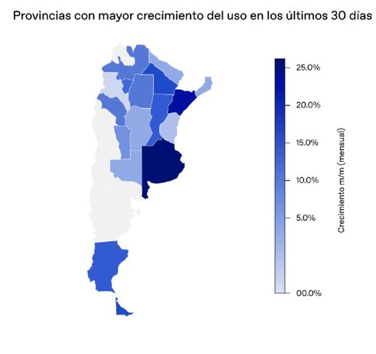 Este gráfico indica el uso de la IA en cada provincia. 