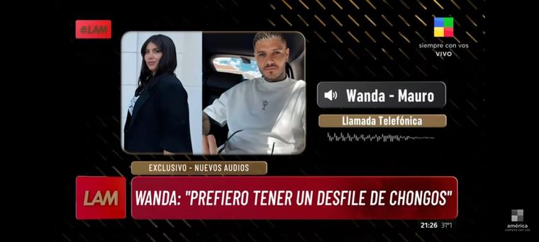 Este miércoles en LAM, se abrió un nuevo capítulo del denominado Wanda Gate, en el que los conflictos tras la separación de Wanda Nara y Mauro Icardi no paran de generar nuevos y sorprendentes episodios. Foto: Captura TV Canal América