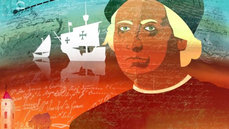 La ilustración de Cristobal Colón que hizo el Gobierno en su video por el 12 de octubre