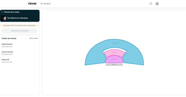 Los precios de las entradas, según cada ubicación. Los precios de las entradas, según cada ubicación.