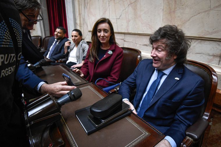 Milei Javier Milei y Victoria Villarruel deben dejar sus bancas para asumir los cargos de presidente y vice Foto: Noticias Argentinas