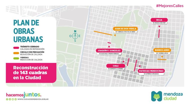 Nuevas restricciones por obras en calles de la Ciudad de Mendoza. Nuevas restricciones por obras en calles de la Ciudad de Mendoza.