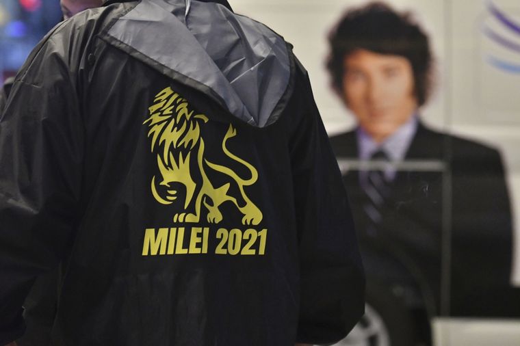 Javier Milei y su campaña del León Foto: Telam