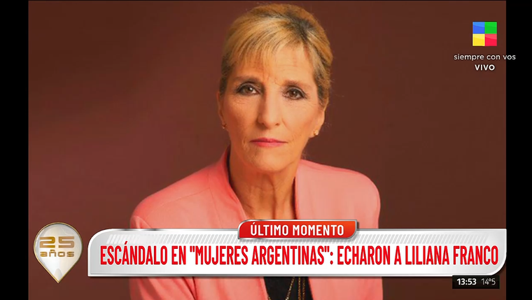 Liliana Franco fue echada de El Trece. Foto: captura de video/ América TV. Liliana Franco fue echada de El Trece. Foto: captura de video/ América TV. 