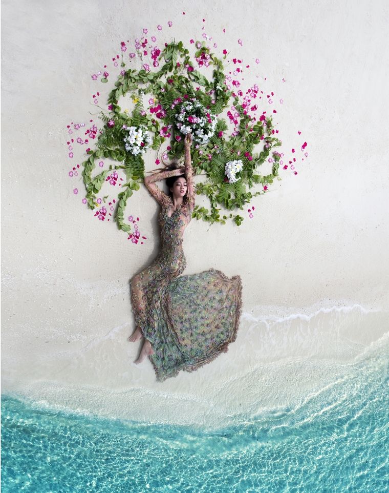 Ganador categoría bodas, Novia tropical de Mohamed Azmeel Foto: https://droneawards.photo/