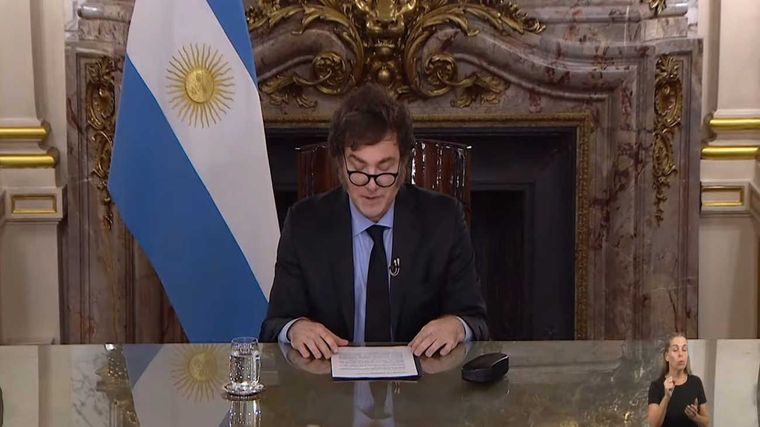 Javier Milei y una cadena nacional que tuvo sus altibajos en el rating Foto: Captura TV