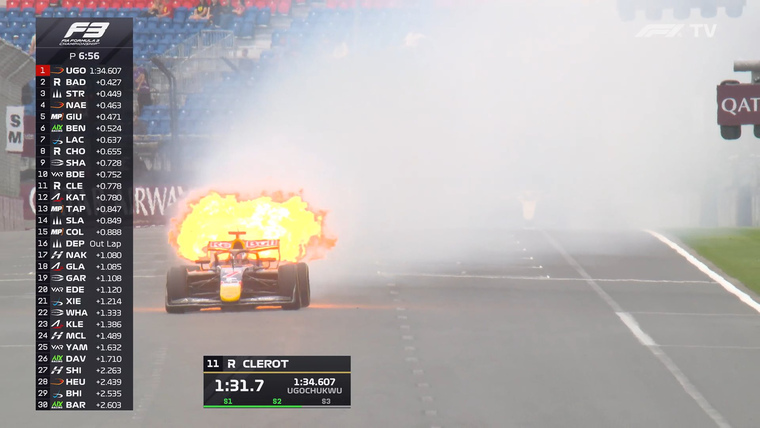 Mattia Colnaghi sufrió una falla en su motor en la práctica del GP de Australia de la F3.