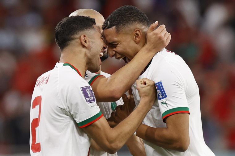 Abdelhamid Sabiri celebra el primer gol de Marruecos. Foto: EFE