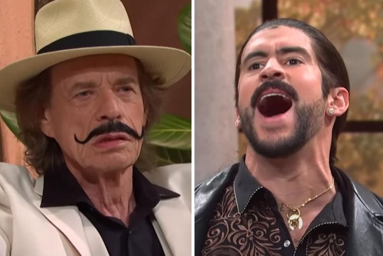 Mick Jagger y Bad Bunny rompieron la pantalla conun sketck en Saturday Night Live. Foto: SNL