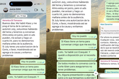 Según la interpretación de la defensa de Julieta Makintach, estos mensajes prueban que sus colegas estaban al tanto del registro audiovisual.