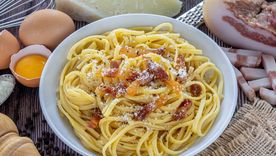 Pasta a la carbonara Uno de los platos clásicos de la cocina italiana Foto: Damián Serrano. Pasta a la carbonara Uno de los platos clásicos de la cocina italiana Foto: Damián Serrano.