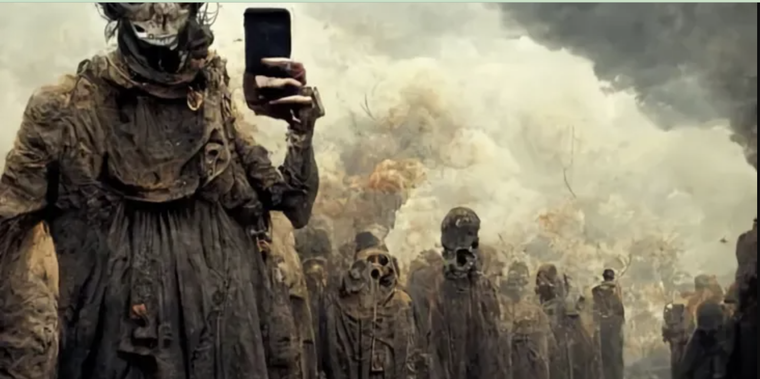 Una de las imágenes que revela la inteligencia artificial como fin del mundo Foto: MIDJOURNEY