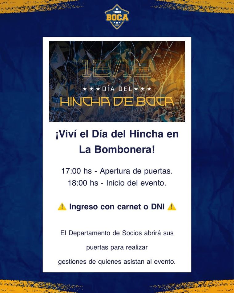 Boca Juniors prepara una jornada especial para sus hinchas. Boca Juniors prepara una jornada especial para sus hinchas.