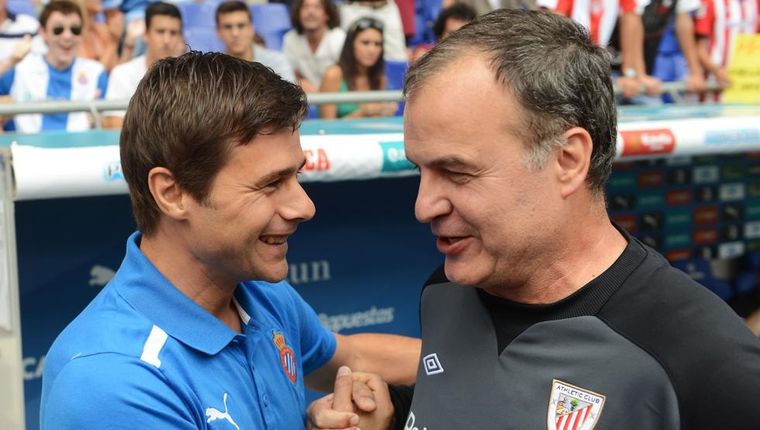 Pochettino y Bielsa en un Espanyol-Athetic de Bilbao.