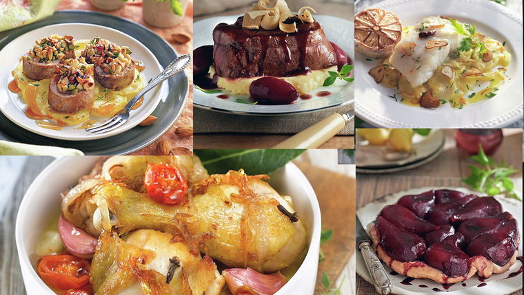 Los cinco platos hechos con vino tinto, rosado y blanco. Foto: lecturas.com/recetas
