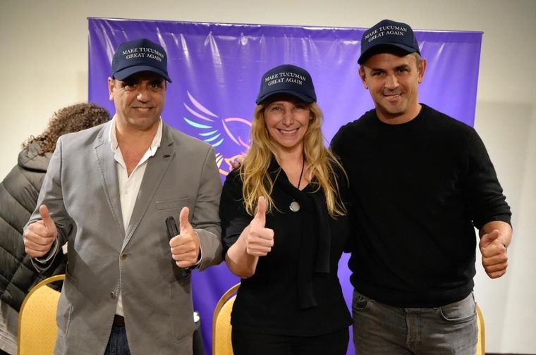 Karina Milei, Martín Menem y Lisandro Catalán, juntos en Tucumán. Foto: Cuenta de X @caatalanlisandro