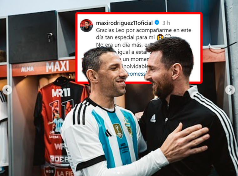 Maxi Rodríguez volvió a agradecerle a Messi por estar en su despedida Foto: @maxirodriguez11oficial